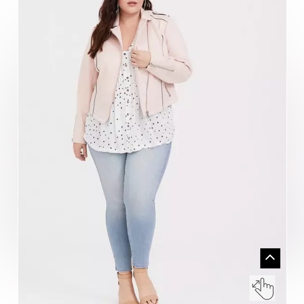 Torrid Womens Faux Suede Moto Jacket sz 3 Blush Pink Outdoor Casual Zip Up Biker - Picture 2 of 16